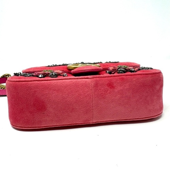Gucci GG Marmont Fuchsia Velvet Embellished Crossbody Bag – Rare Limited Edition - Picture 14 of 16
